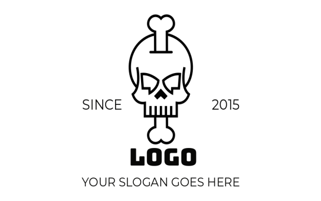 entertainment logo icon line art bone on skull