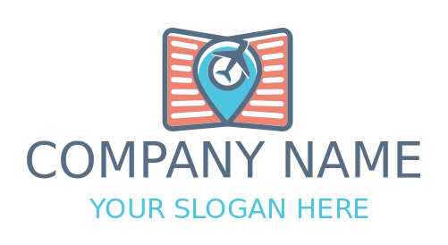 travel agent logo book airplane and location pin