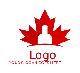 liquor store logo bottle in maple leaf