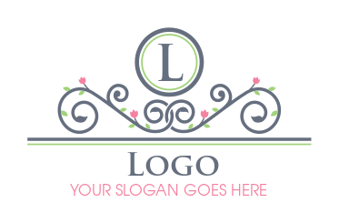 beautician logo mirror on flowery ornaments