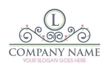 beautician logo mirror on flowery ornaments