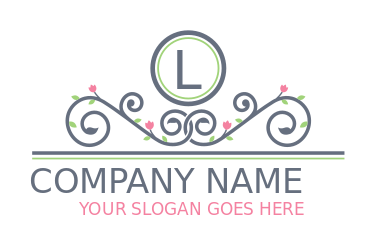 beautician logo mirror on flowery ornaments