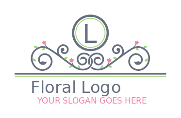 beautician logo mirror on flowery ornaments