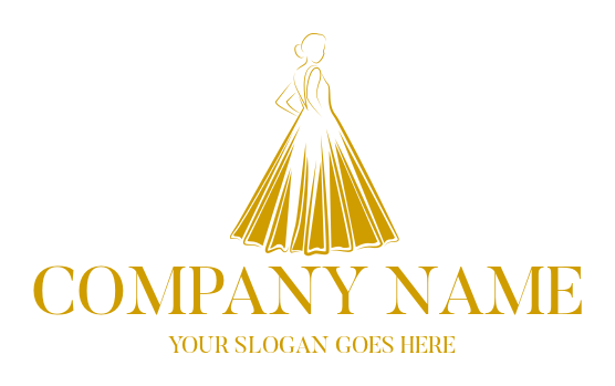 sketch girl in gold dress logo symbol