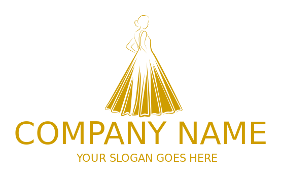fashion boutique logo online sketch girl in gold dress