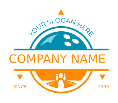 sports logo bowling ball and pin in alley