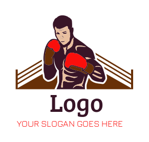 sports logo template boxer in boxing ring