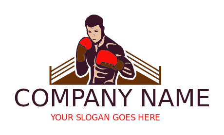 sports logo template boxer in boxing ring