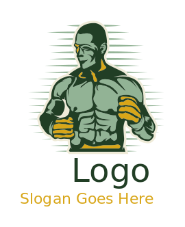 sports logo boxer in pose with boxing gloves
