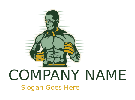 sports logo boxer in pose with boxing gloves