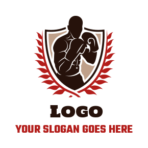 sports champion ship logo boxer in shield