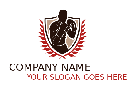 sports champion ship logo boxer in shield