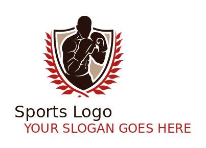 sports champion ship logo boxer in shield