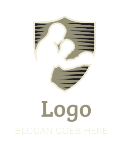sports logo icon boxing man in shield and lines