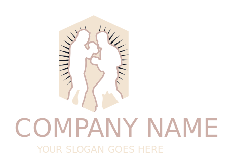 sports logo men boxing in hexagon with rays