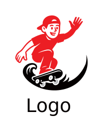 boy cartoon skating on waves