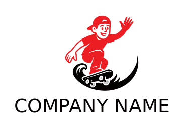 boy cartoon skating on waves