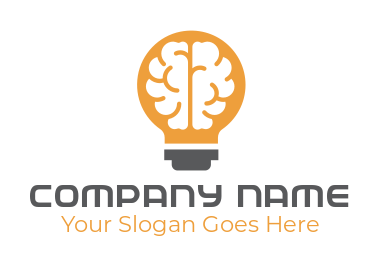 Advertising logo brain inside light bulb