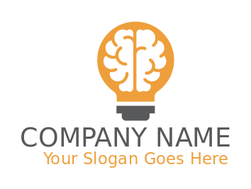Advertising logo brain inside light bulb