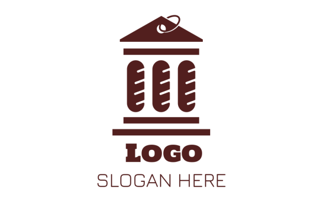food logo bread forming courthouse columns