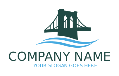 Brooklyn Bridge on sea waves