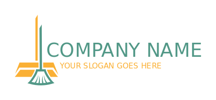 cleaning logo broom and dust pan with handles