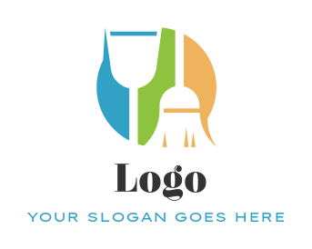 cleaning logo maker broom and dustpan 
