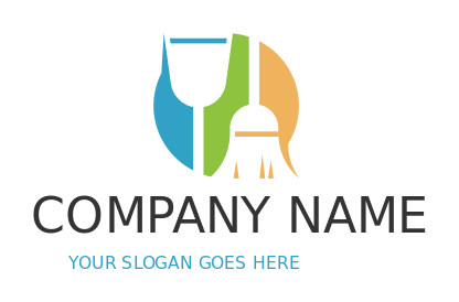 cleaning logo maker broom and dustpan 