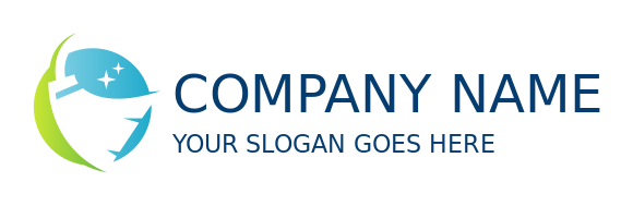 cleaning logo broom in green and blue circle