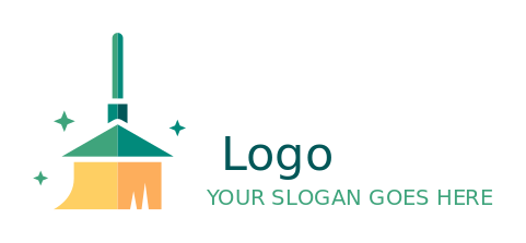 cleaning logo broom merged with house PNG