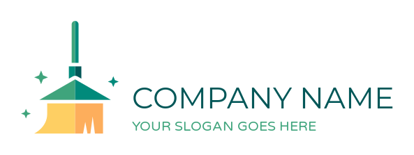 cleaning logo broom merged with house PNG