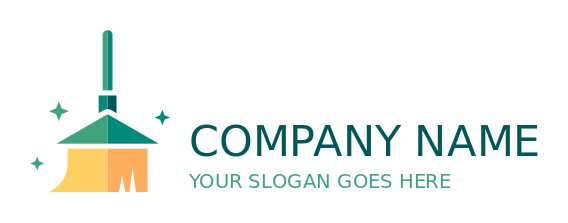 cleaning logo broom merged with house PNG