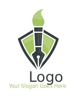 generate an education logo brush pen in shield