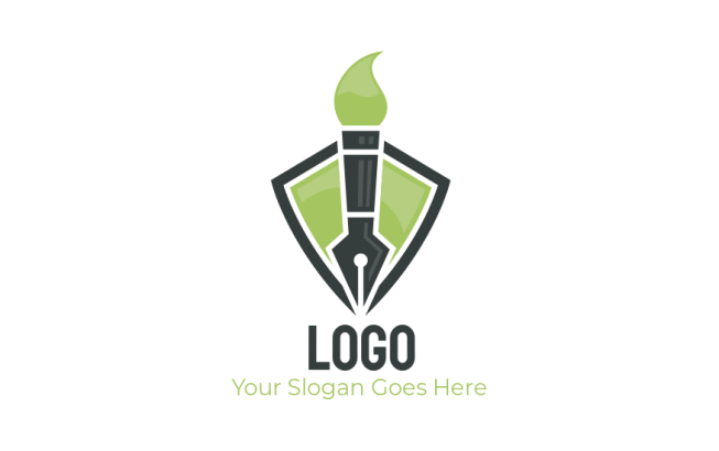 generate an education logo brush pen in shield