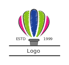 travel logo brushed stroke hot air balloon