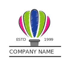 travel logo brushed stroke hot air balloon