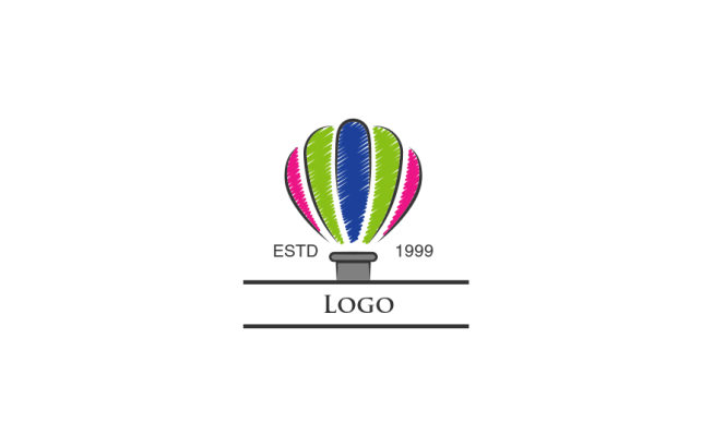 Create a logo of brushed stroke hot air balloon