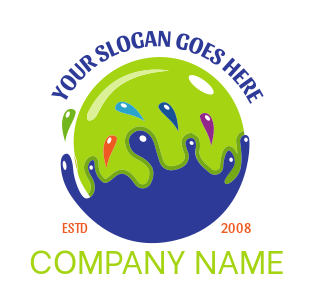 arts logo maker bubble with paint splash