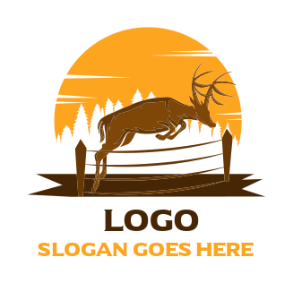 sports logo buck jumping over fence