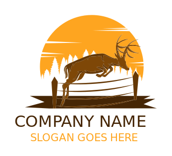 sports logo buck jumping over fence