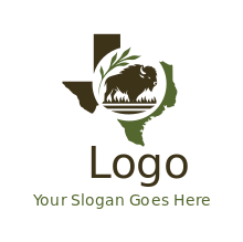 Buffalo Bayou Park logo in Texas map with leaf