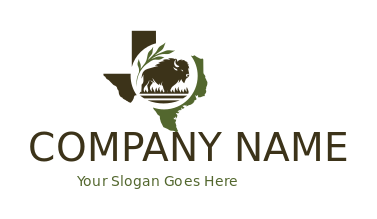 Buffalo Bayou Park logo in Texas map with leaf