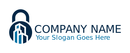 create a security logo of a building with a lock