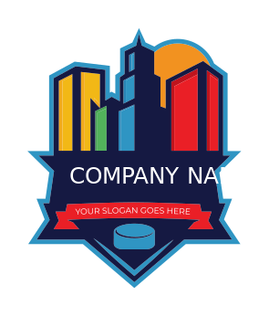 sports logo building with ice hockey puck