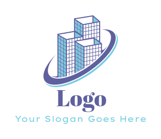construction logo building structure in swoosh