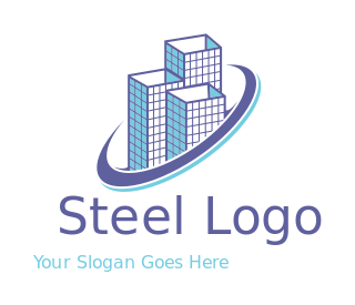 construction logo building structure in swoosh