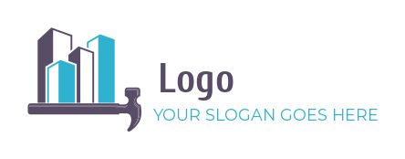 construction logo maker buildings on hammer