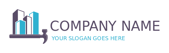 construction logo maker buildings on hammer