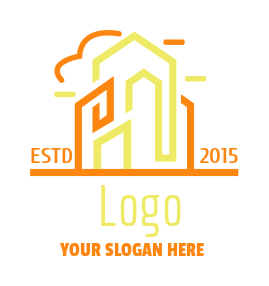 real estate logo line art buildings and roofs