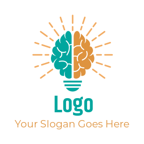 create a research logo maker bulb made of brain